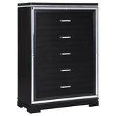 Coaster Eleanor Rectangular 5-drawer Chest Silver and Black Model 223365